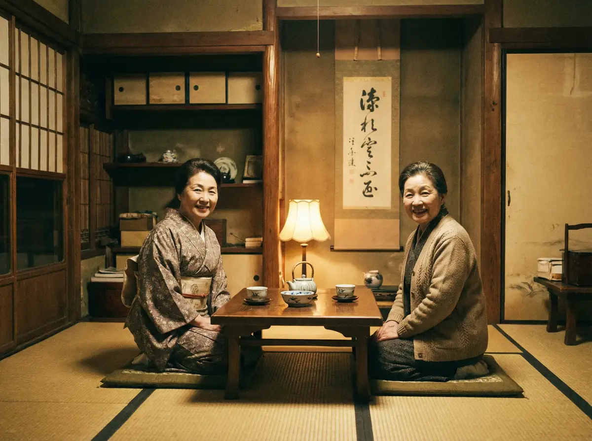 两位优雅的 暖暖 免费 高清 日本 在线观看5 在日式茶室中品茶交谈